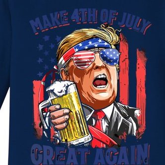 Make 4th Of July Great Again Trump Beer Mug Retro Baby Long Sleeve Bodysuit