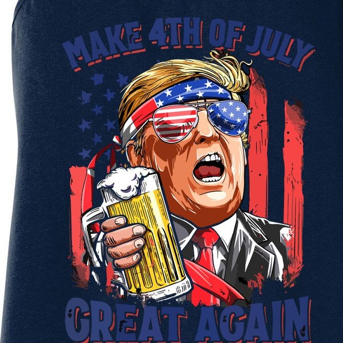 Make 4th Of July Great Again Trump Beer Mug Retro Women's Racerback Tank