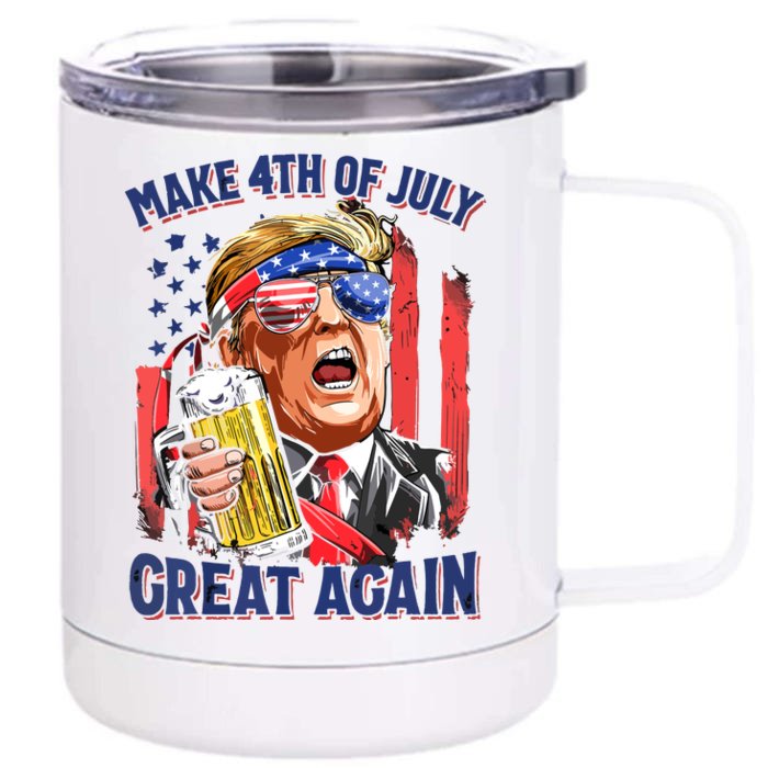 Make 4th Of July Great Again Trump Beer Mug Retro Front & Back 12oz Stainless Steel Tumbler Cup