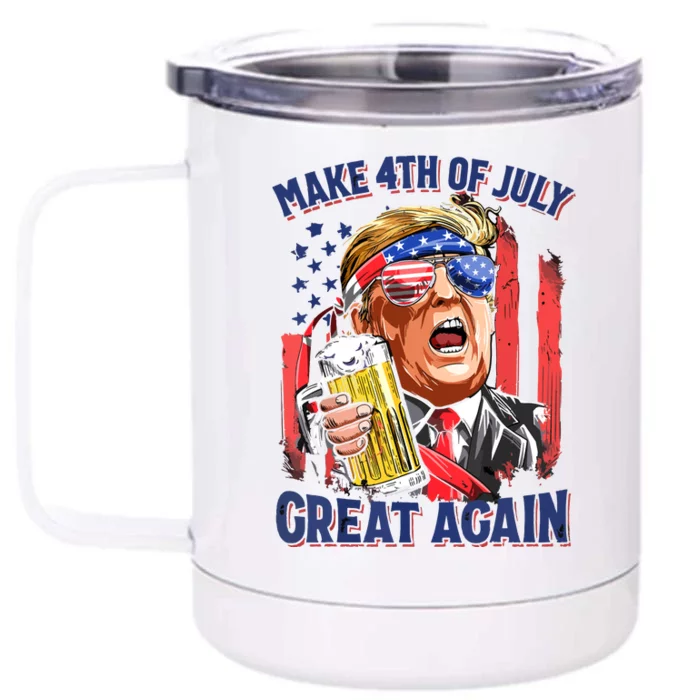 Make 4th Of July Great Again Trump Beer Mug Retro Front & Back 12oz Stainless Steel Tumbler Cup