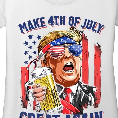 Make 4th Of July Great Again Trump Beer Mug Retro Women’s Scoop Neck T-Shirt