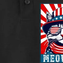 Meowica 4th Of July Cat American Flag Cat Funny 4th Of July Dry Zone Grid Performance Polo