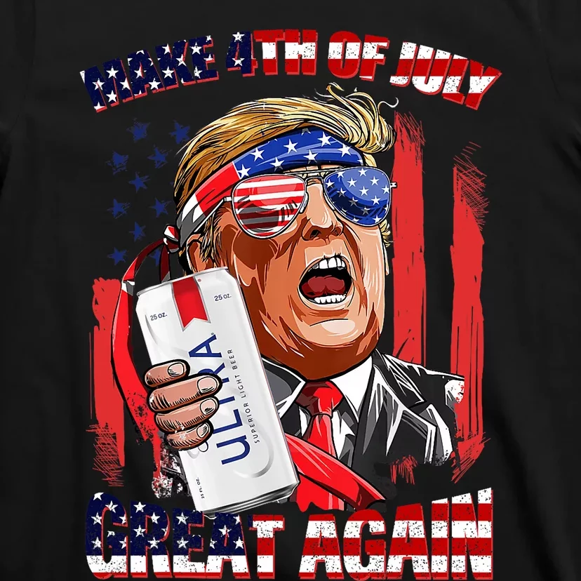 Make 4th Of July Great Again Funny Trump Drinking Beer T-Shirt