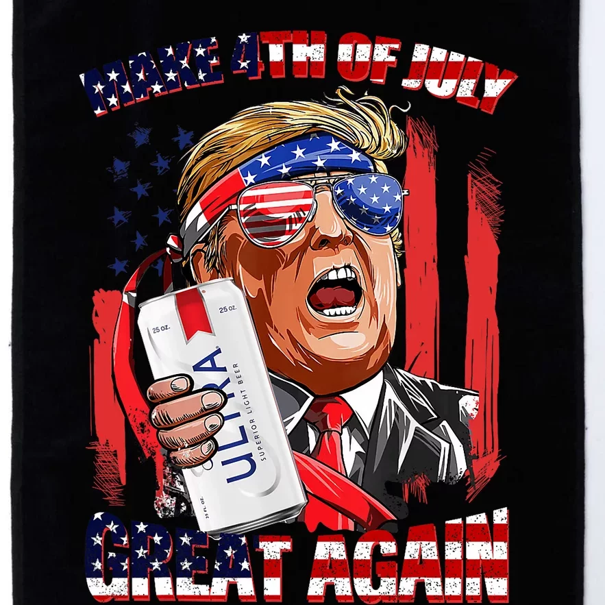 Make 4th Of July Great Again Funny Trump Drinking Beer Platinum Collection Golf Towel