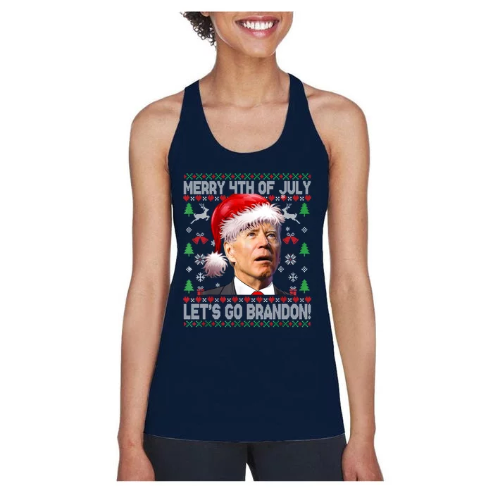 Merry 4th Of July Let's Go Branson Brandon Ugly Sweater Women's Racerback Tank