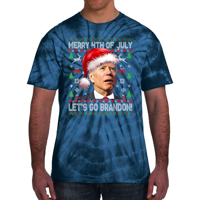 Merry 4th Of July Let's Go Branson Brandon Ugly Sweater Tie-Dye T-Shirt