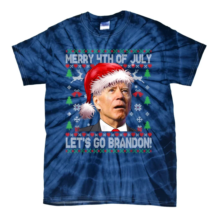 Merry 4th Of July Let's Go Branson Brandon Ugly Sweater Tie-Dye T-Shirt