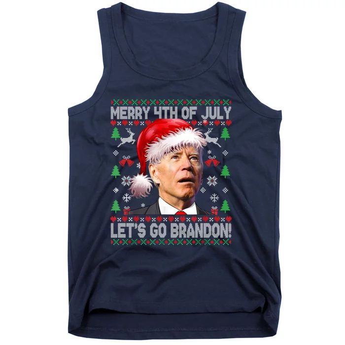 Merry 4th Of July Let's Go Branson Brandon Ugly Sweater Tank Top