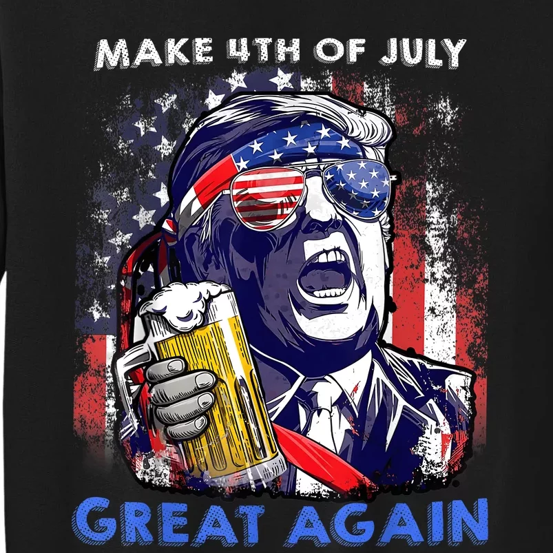 Make 4th Of July Great Again Funny Trump Drinking Beer Sweatshirt