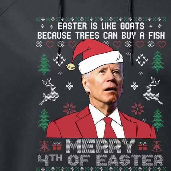 Merry 4th Of Easter Funny Joe Biden Sweater Ugly Christmas Performance Fleece Hoodie