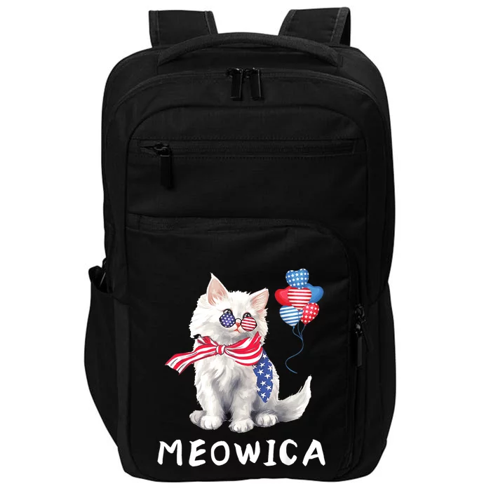 Meowica 4th Of July Cat American Flag Funny Impact Tech Backpack