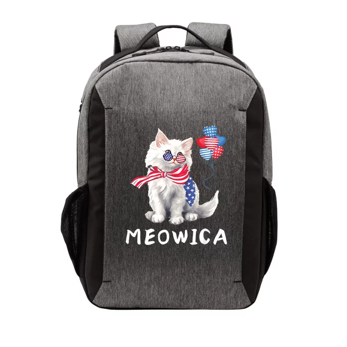 Meowica 4th Of July Cat American Flag Funny Vector Backpack