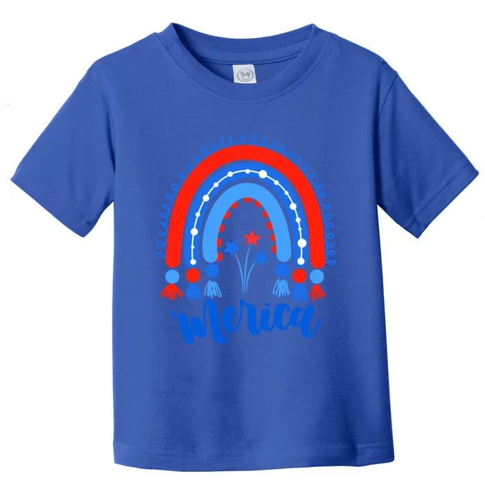 Merica 4th Of July American Flag Colors Rainbow Gift Toddler T-Shirt