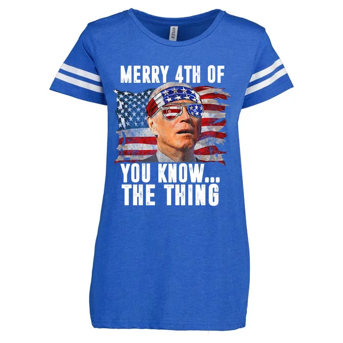 Merry 4th Of You Know The Thing Funny Biden Enza Ladies Jersey Football T-Shirt