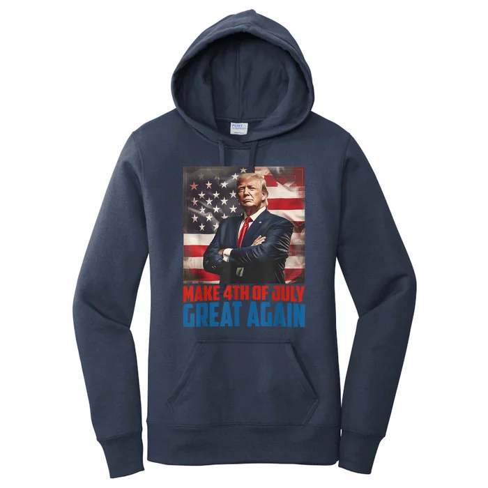 Make 4th Of July Great Again Trump 2024 Independence Day Women's Pullover Hoodie