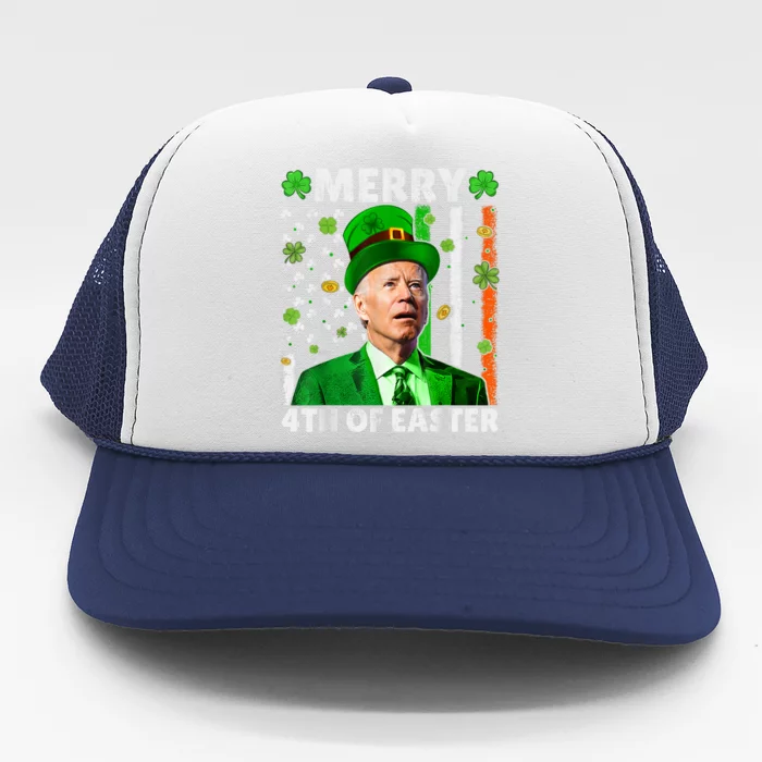 Merry 4th Of St Patricks Day Joe Biden Leprechaun Hat Clover Gift Trucker Hat