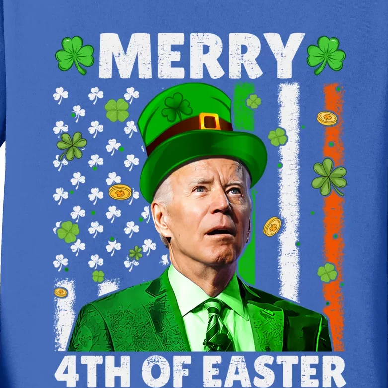 Merry 4th Of St PatrickS Day Funny Joe Biden Leprechaun Hat Gift Kids Long Sleeve Shirt