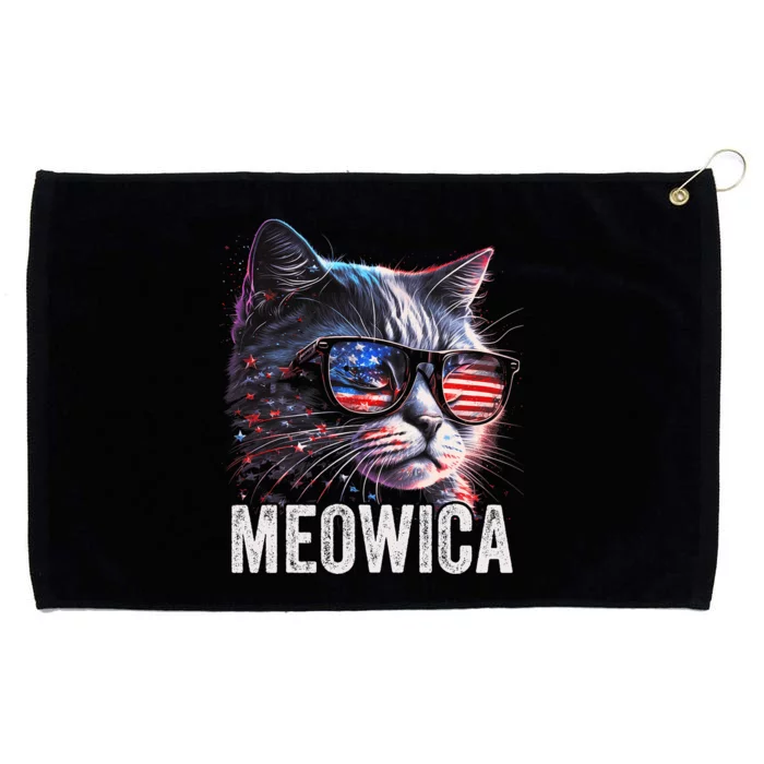 Meowica 4th Of July Cat American Flag America Usa Funny Grommeted Golf Towel