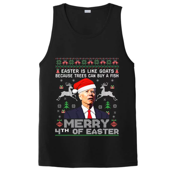 Merry 4th Of Easter Funny Biden Ugly Xmas Sweater Performance Tank