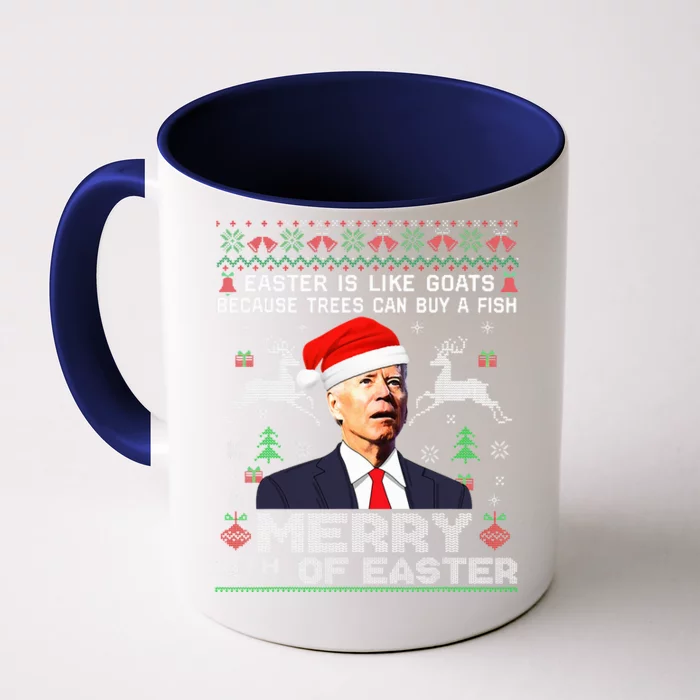 Merry 4th Of Easter Funny Biden Ugly Xmas Sweater Front & Back Coffee Mug