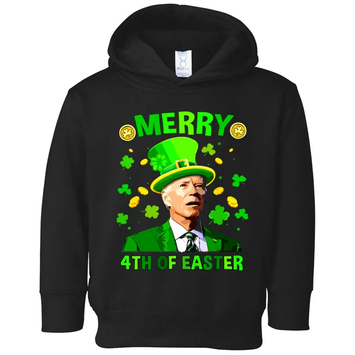 Merry 4th Of St Patricks Day Funny Joe Biden Leprechaun Hat Toddler Hoodie