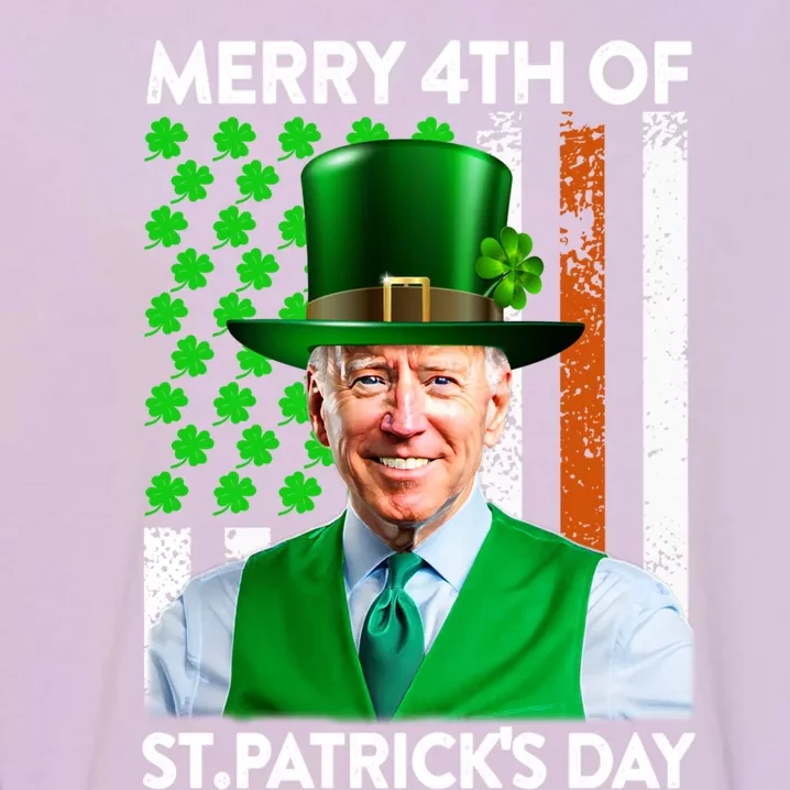 Merry 4th Of St PatrickS Day Joe Biden Leprechaun Us Flag Gift Garment-Dyed Sweatshirt