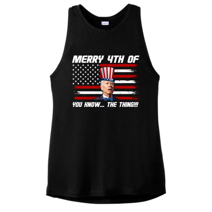 Merry 4th Of You Know The Thing Funny Joe Biden America Ladies Tri-Blend Wicking Tank