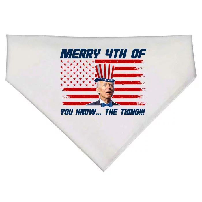 Merry 4th Of You Know The Thing Funny Joe Biden America USA-Made Doggie Bandana