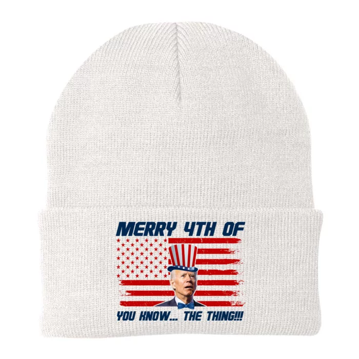 Merry 4th Of You Know The Thing Funny Joe Biden America Knit Cap Winter Beanie