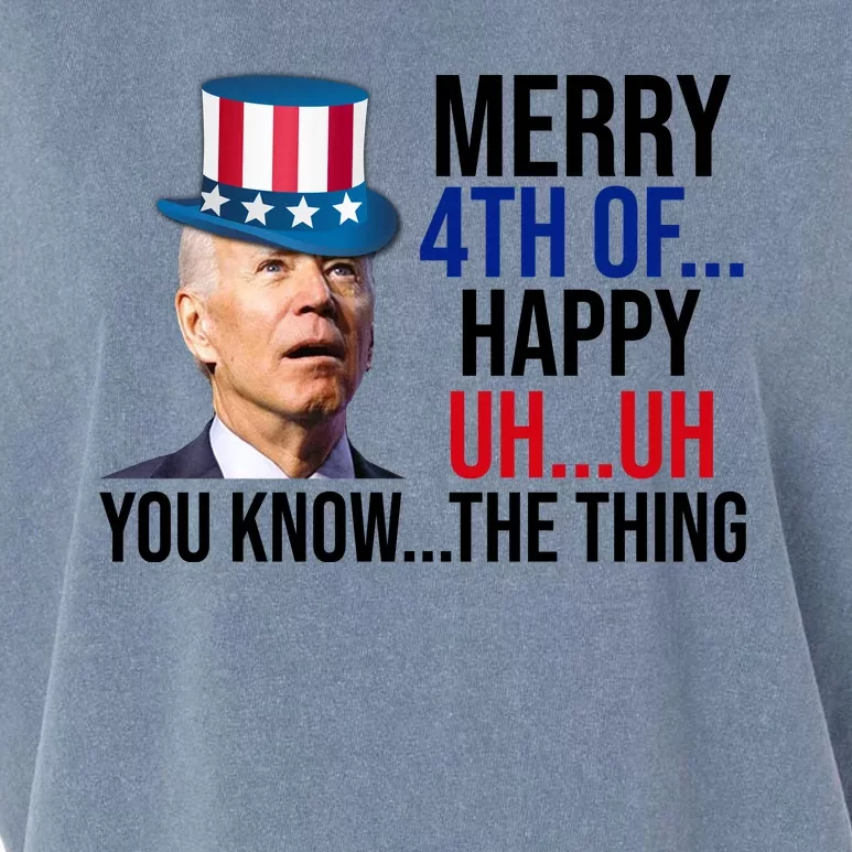 Merry 4th You Know The Thing Funny Confused Joe Biden Garment-Dyed Women's Muscle Tee