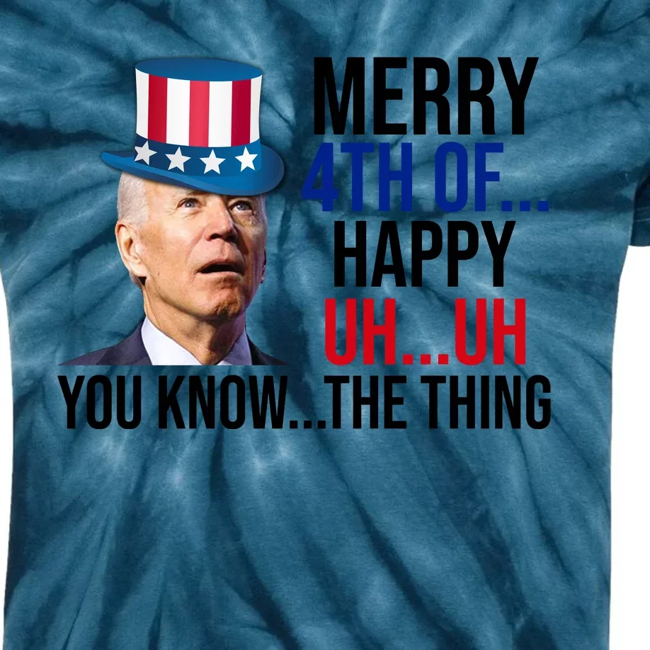 Merry 4th You Know The Thing Funny Confused Joe Biden Kids Tie-Dye T-Shirt