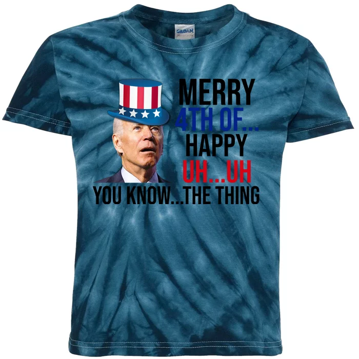 Merry 4th You Know The Thing Funny Confused Joe Biden Kids Tie-Dye T-Shirt