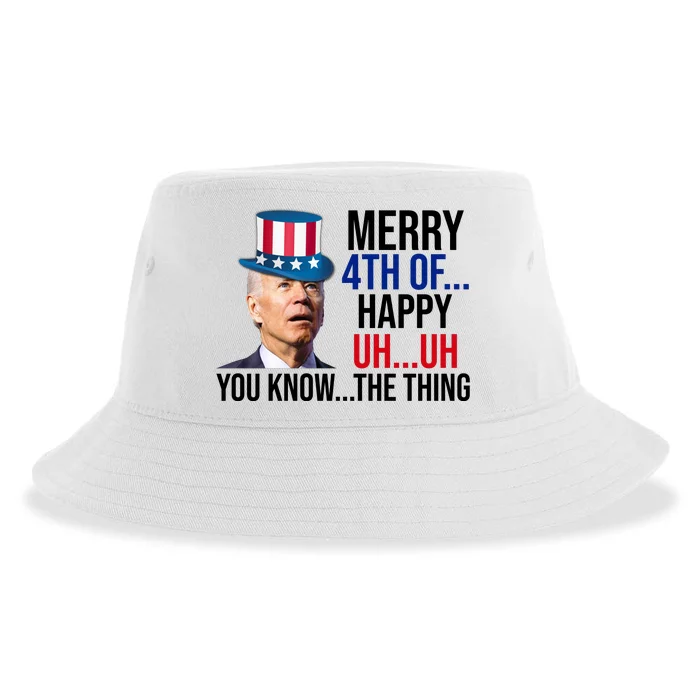 Merry 4th You Know The Thing Funny Confused Joe Biden Sustainable Bucket Hat