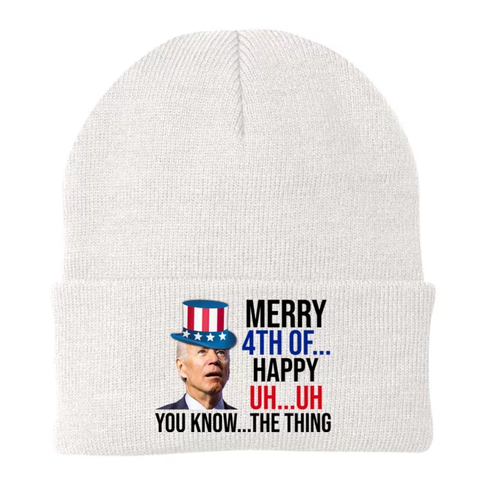 Merry 4th You Know The Thing Funny Confused Joe Biden Knit Cap Winter Beanie