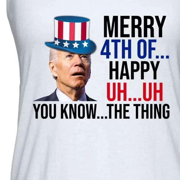 Merry 4th You Know The Thing Funny Confused Joe Biden Ladies Essential Flowy Tank