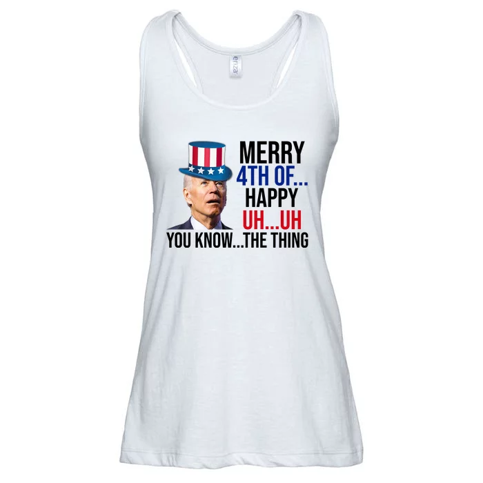 Merry 4th You Know The Thing Funny Confused Joe Biden Ladies Essential Flowy Tank