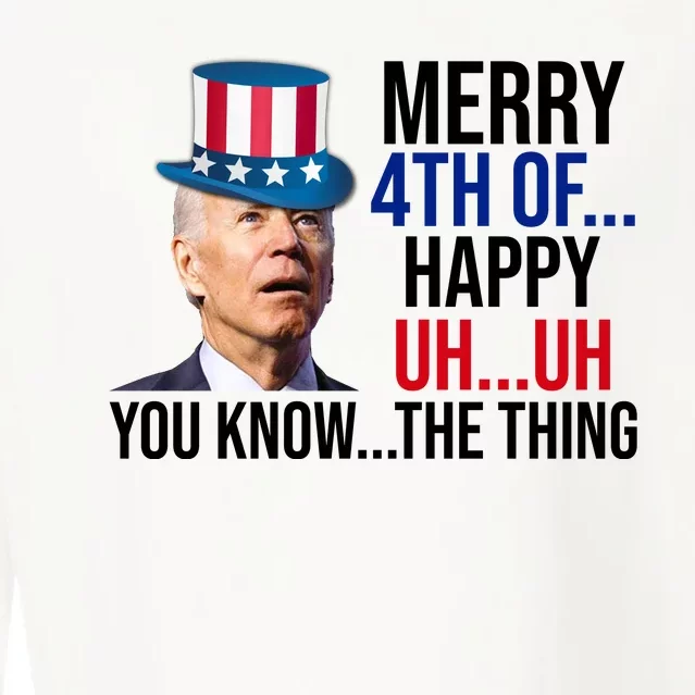 Merry 4th You Know The Thing Funny Confused Joe Biden Cropped Pullover Crew