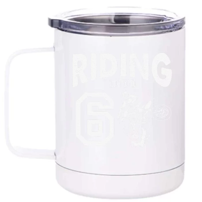 Motocross 6 Years Old 6Th Birthday Dirt Bike Boy Girl Front & Back 12oz Stainless Steel Tumbler Cup