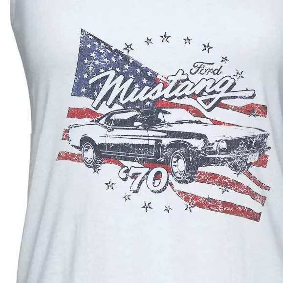 Mustang 70 American Flag Ladies Essential Flowy Tank