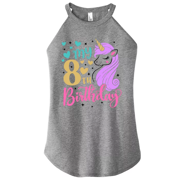 My 8th Birthday Eighth Bday Unicorn Birthday Birthday Girl Women’s Perfect Tri Rocker Tank