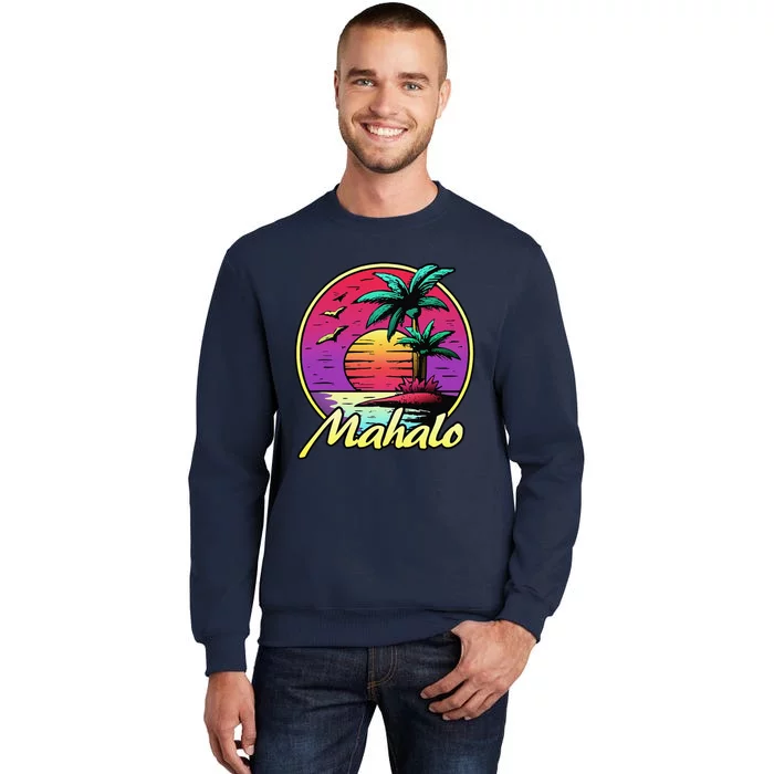 Mahalo. 80s Palm Sunset. Tropical Beach Summer Sweatshirt