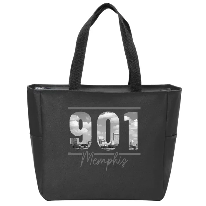 Memphis 901 Area Code Skyline Tennessee Vintage Zip Tote Bag