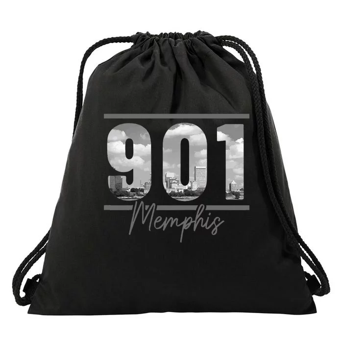 Memphis 901 Area Code Skyline Tennessee Vintage Drawstring Bag