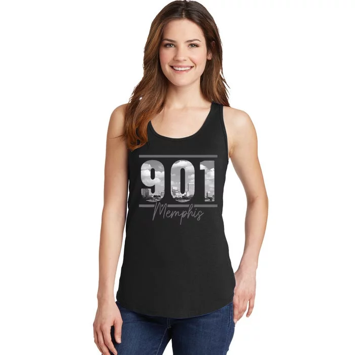 Memphis 901 Area Code Skyline Tennessee Vintage Ladies Essential Tank