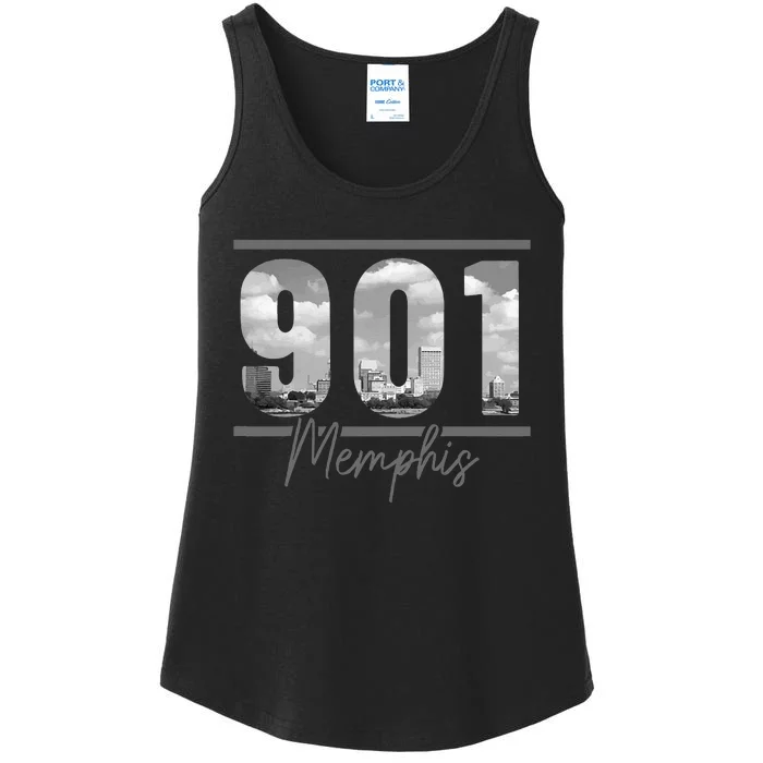 Memphis 901 Area Code Skyline Tennessee Vintage Ladies Essential Tank