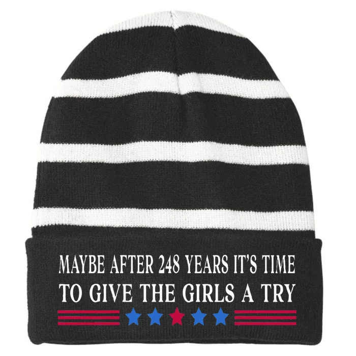 Maybe After 248 Years ItS Time To Give The A Try Striped Beanie with Solid Band