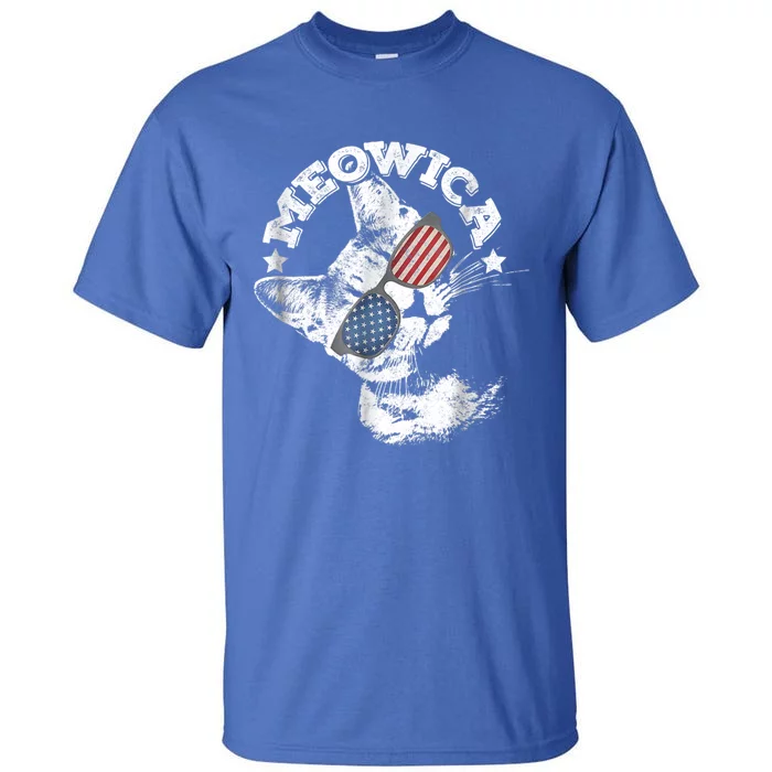 Meowica Americat 4th Of July American Flag Usa Cool Gift Tall T-Shirt