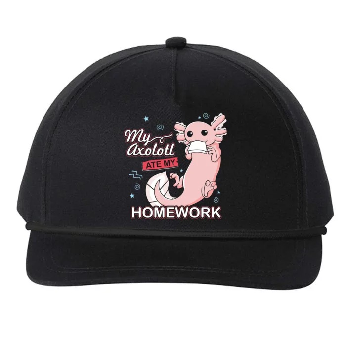 My Axolotl Ate My Homework Funny Axolotls School Nerd Snapback Five-Panel Rope Hat