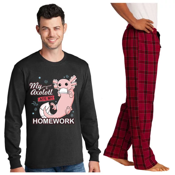 My Axolotl Ate My Homework Funny Axolotls School Nerd Long Sleeve Pajama Set