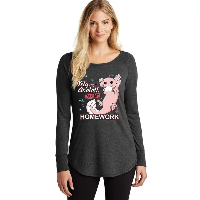 My Axolotl Ate My Homework Funny Axolotls School Nerd Women's Perfect Tri Tunic Long Sleeve Shirt